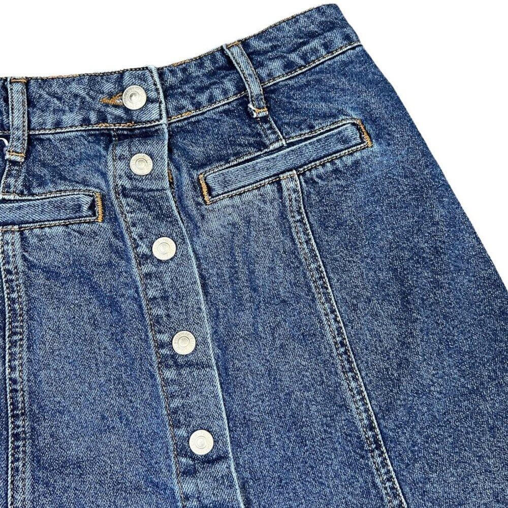 Pull & Bear Denim Button/Snap Front Mini Skirt Eu… - image 7